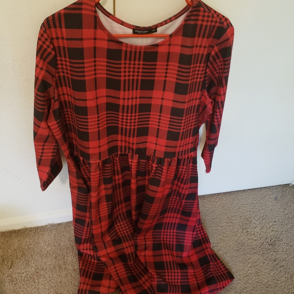 Red plaid dress plus sized